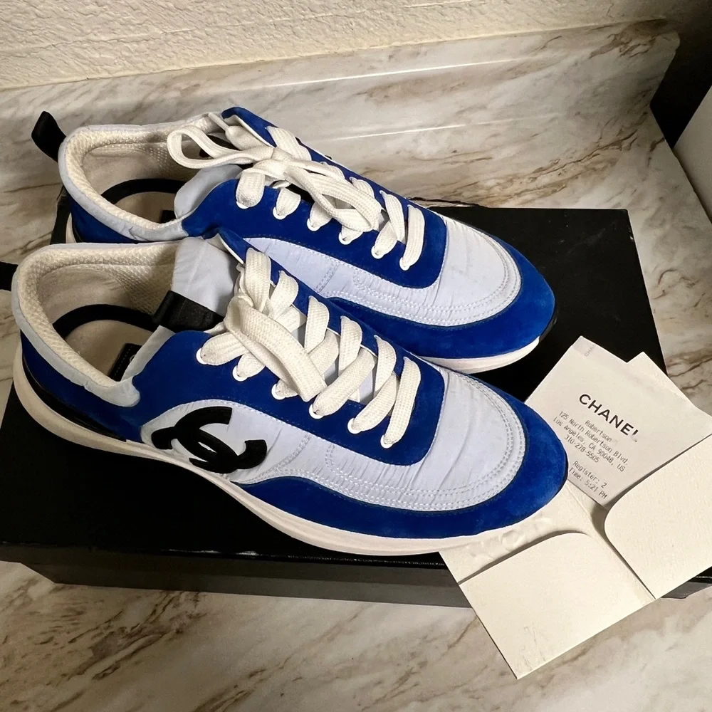 CHANEL Blue and White Men's Sneakers - Picture 2 of 8
